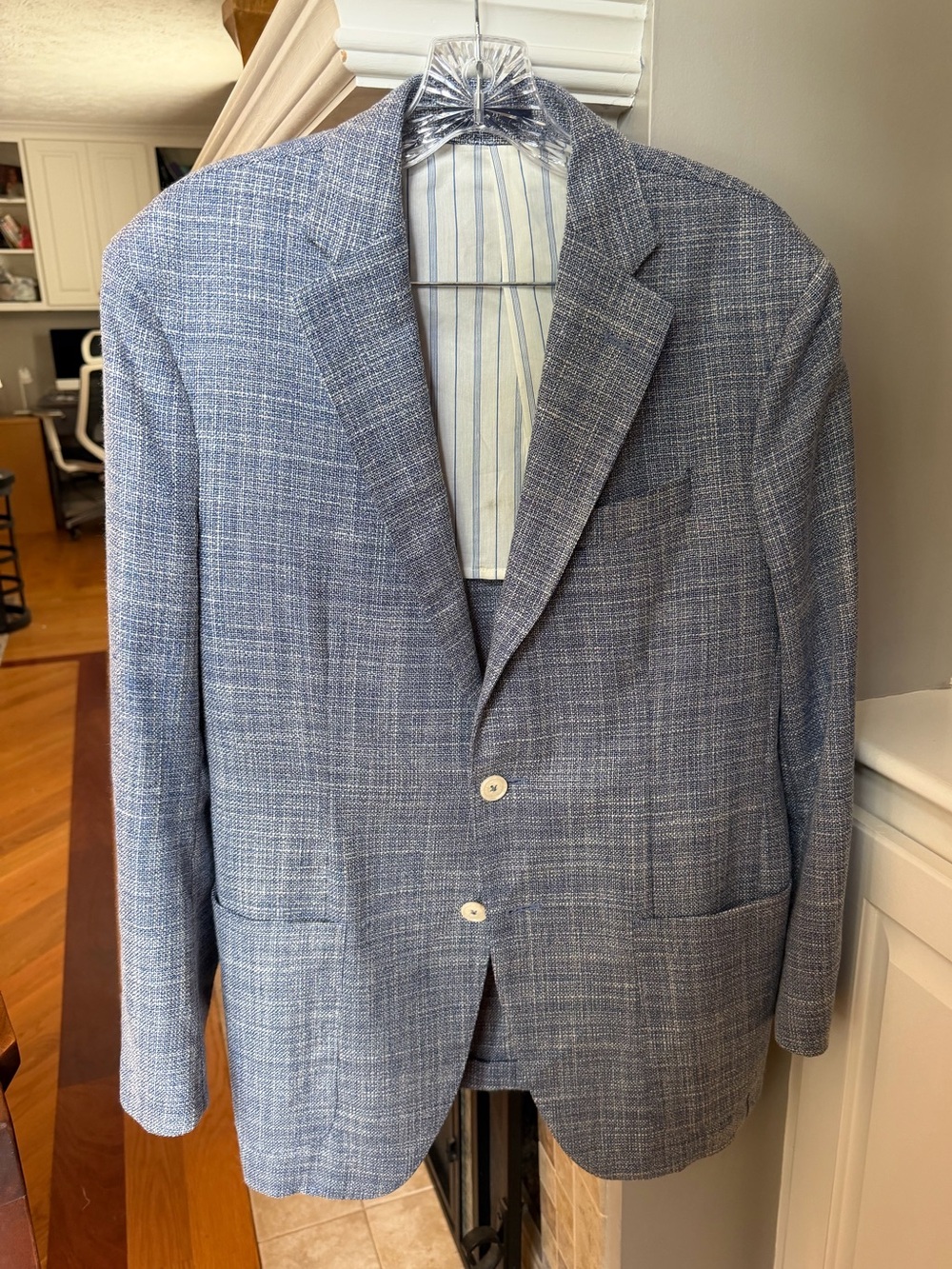 Men's Light Blue Boggi Textured Two-Button Blazer for Spring / Summer